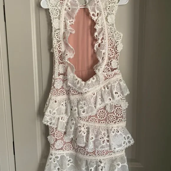 Alexis off-white lace mini dress